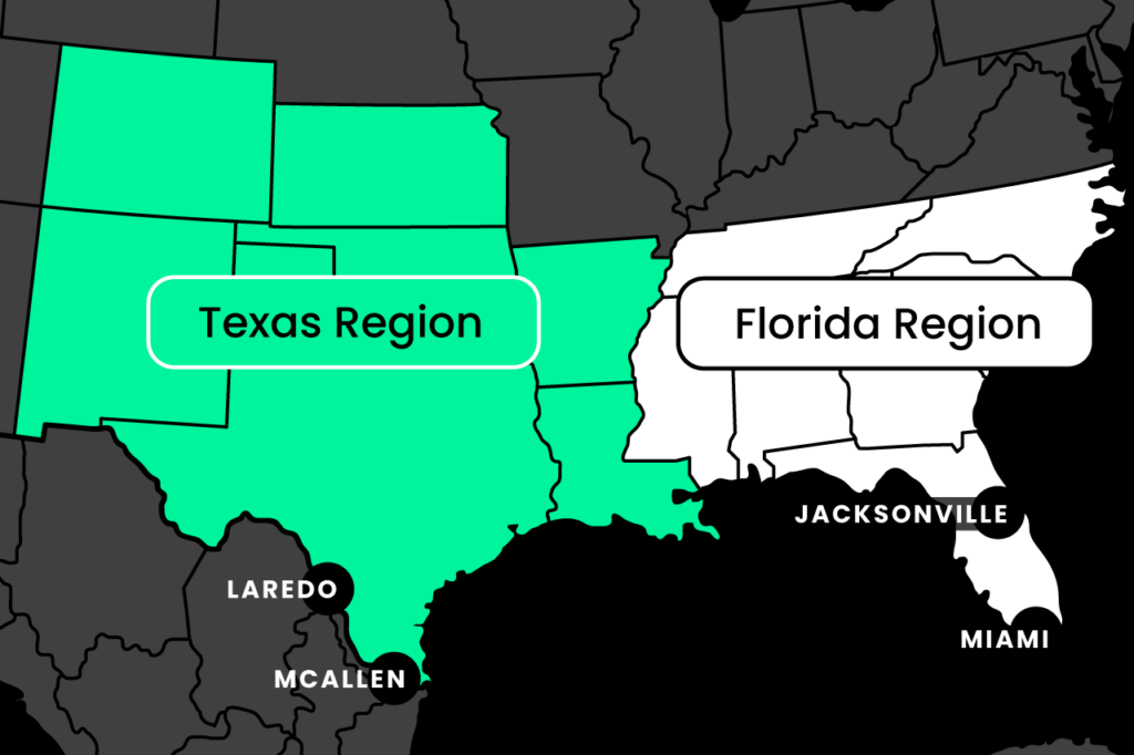 Texas and Florida produce regions