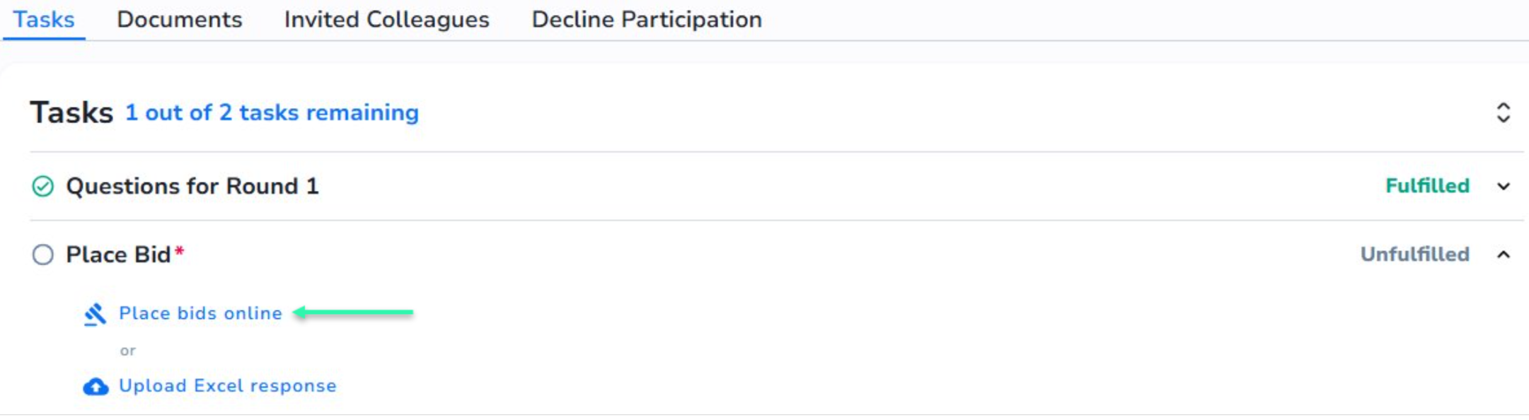 Click the place bids online hyperlink