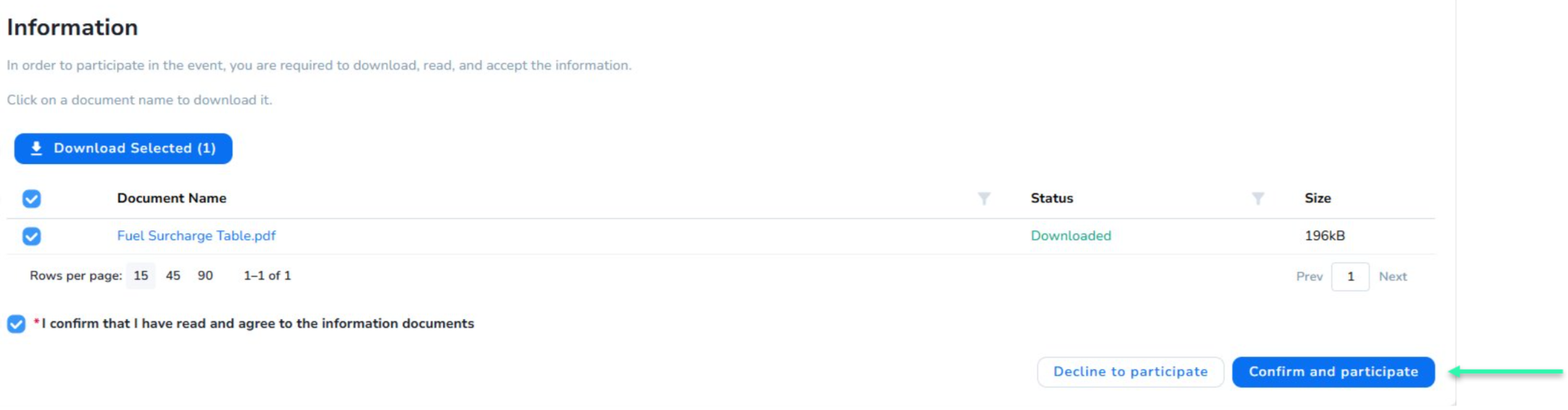 confirm you have read the information documents