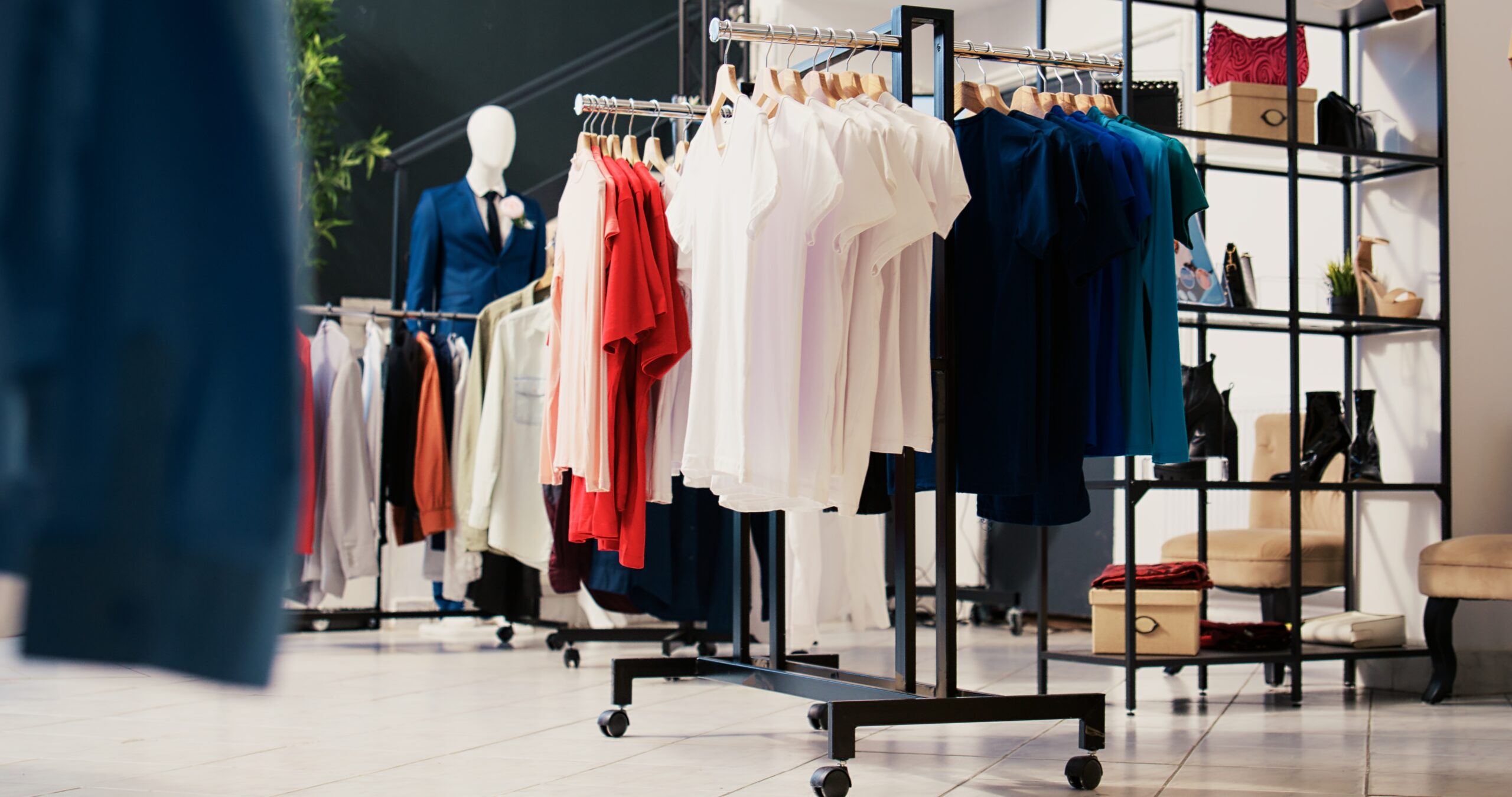 retail store with clothes on racks